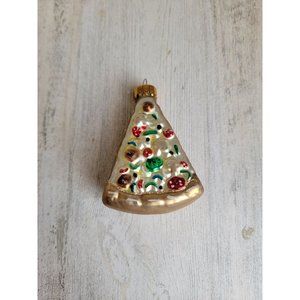 UT glass pizza slice glitter ornament Xmas